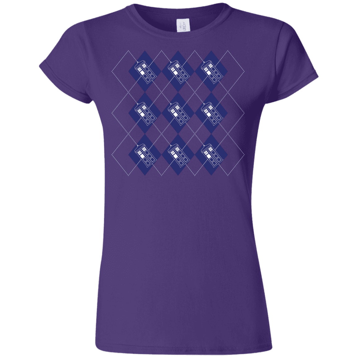 T-Shirts Purple / S Argyle Tardis Junior Slimmer-Fit T-Shirt