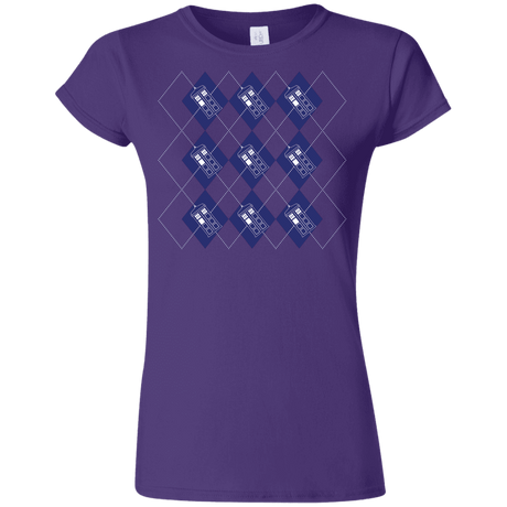 T-Shirts Purple / S Argyle Tardis Junior Slimmer-Fit T-Shirt