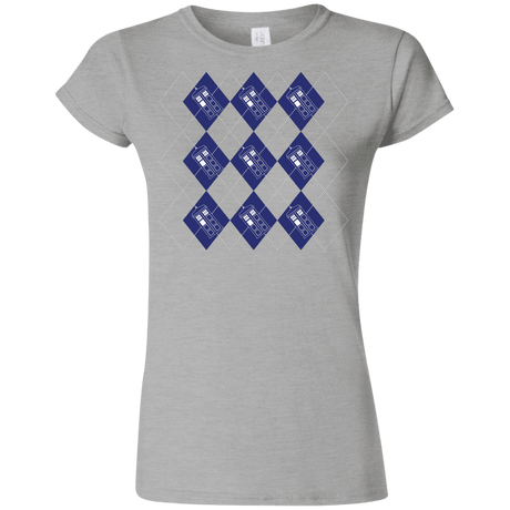 T-Shirts Sport Grey / S Argyle Tardis Junior Slimmer-Fit T-Shirt