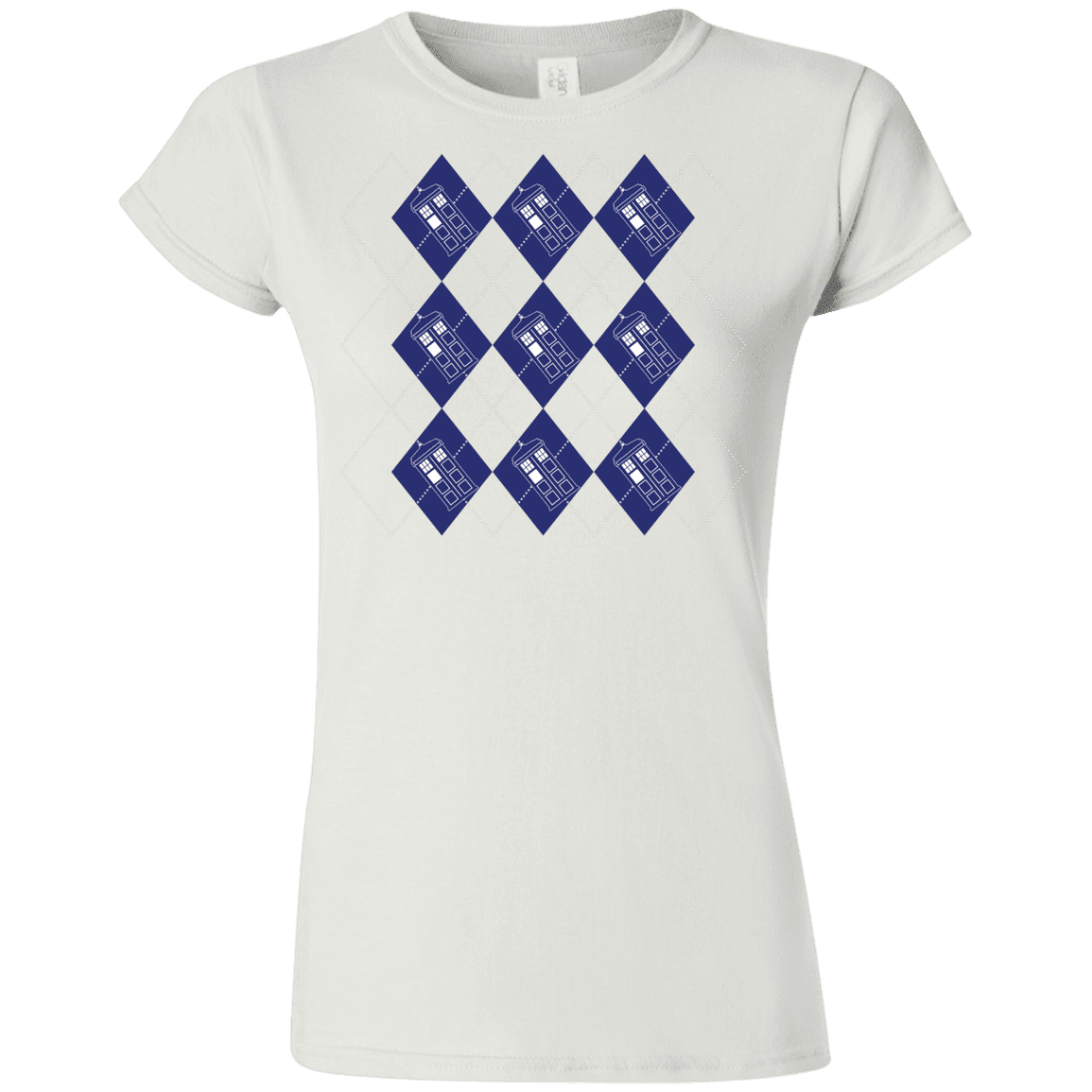 T-Shirts White / S Argyle Tardis Junior Slimmer-Fit T-Shirt