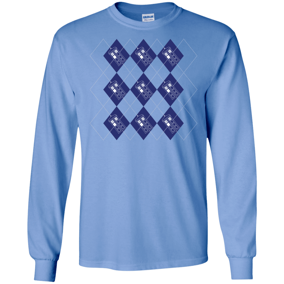 T-Shirts Carolina Blue / S Argyle Tardis Men's Long Sleeve T-Shirt