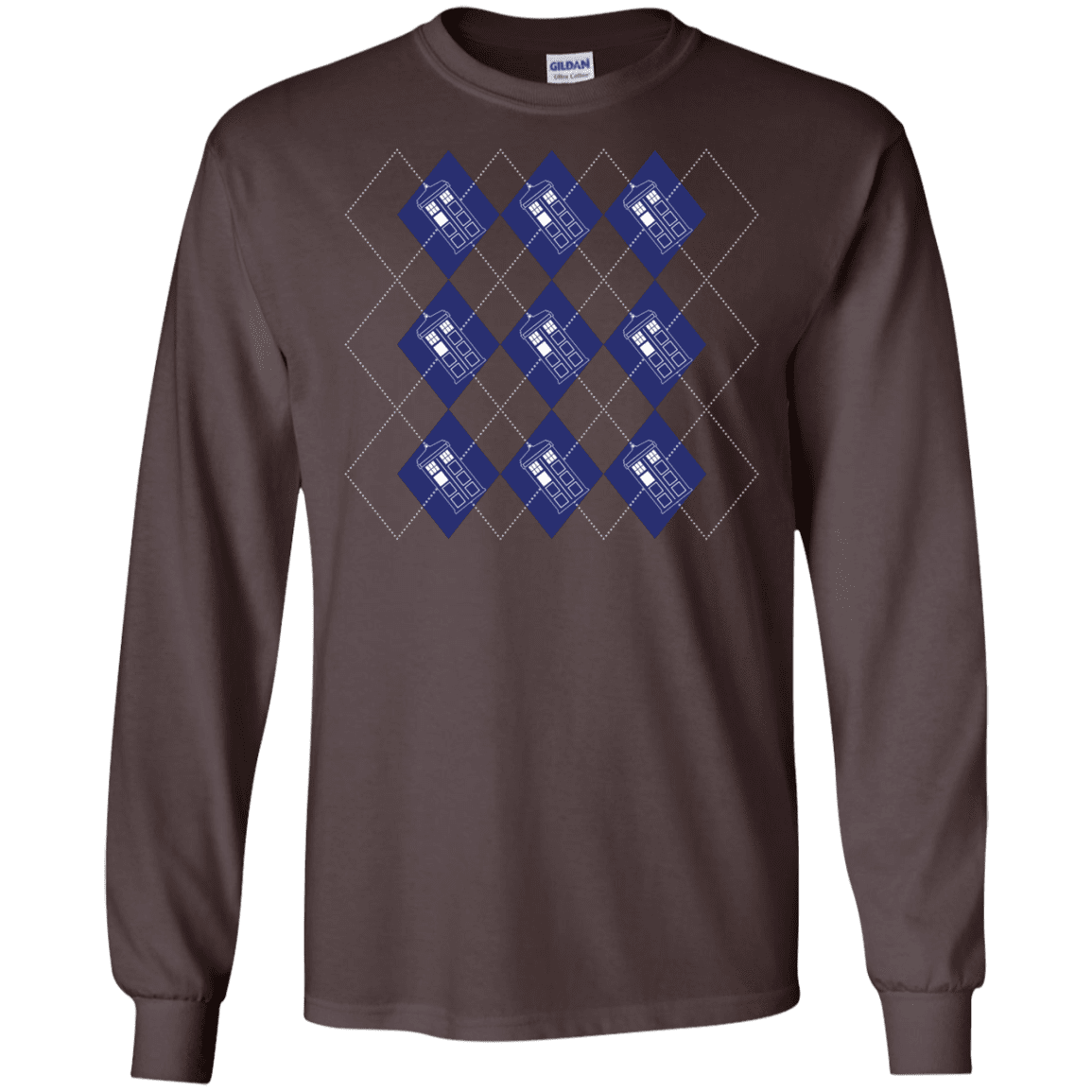 T-Shirts Dark Chocolate / S Argyle Tardis Men's Long Sleeve T-Shirt