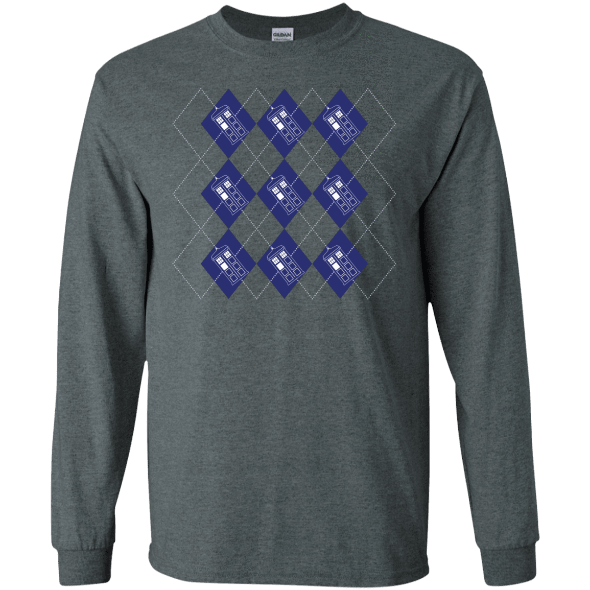 T-Shirts Dark Heather / S Argyle Tardis Men's Long Sleeve T-Shirt