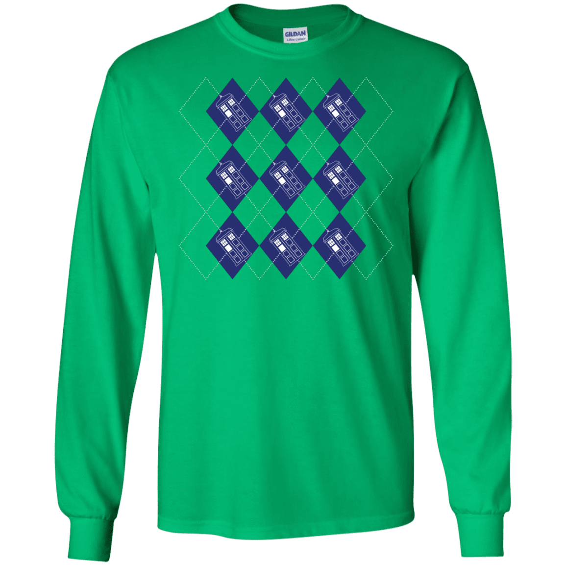 T-Shirts Irish Green / S Argyle Tardis Men's Long Sleeve T-Shirt