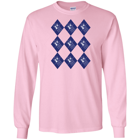 T-Shirts Light Pink / S Argyle Tardis Men's Long Sleeve T-Shirt