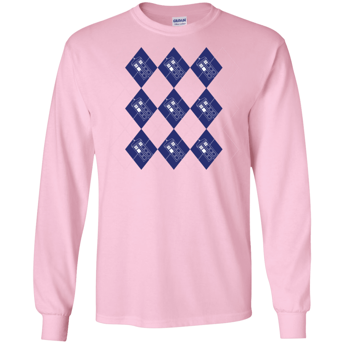 T-Shirts Light Pink / S Argyle Tardis Men's Long Sleeve T-Shirt