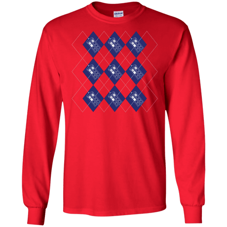 T-Shirts Red / S Argyle Tardis Men's Long Sleeve T-Shirt