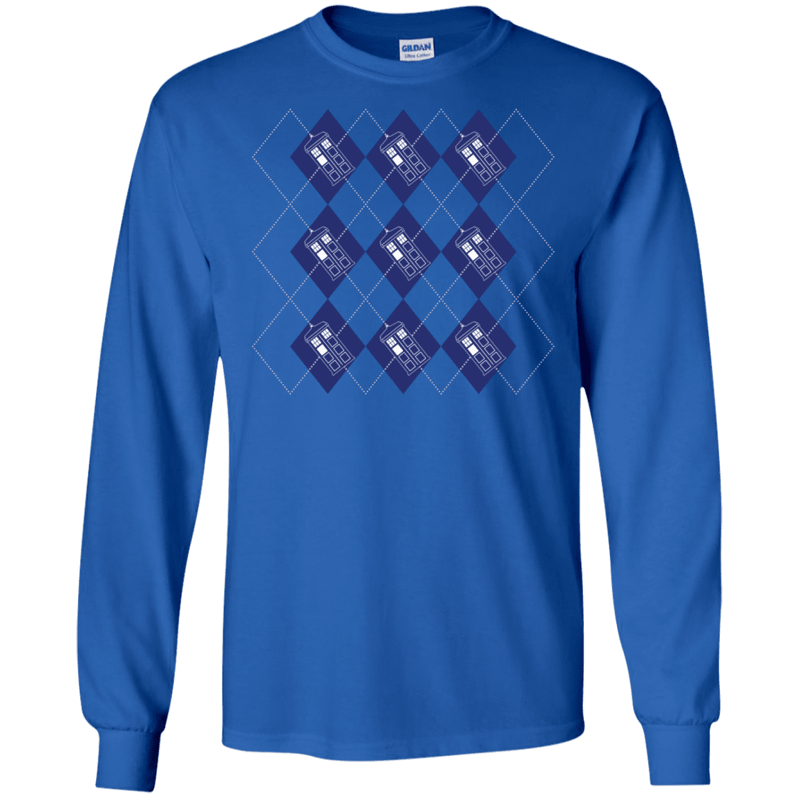 T-Shirts Royal / S Argyle Tardis Men's Long Sleeve T-Shirt