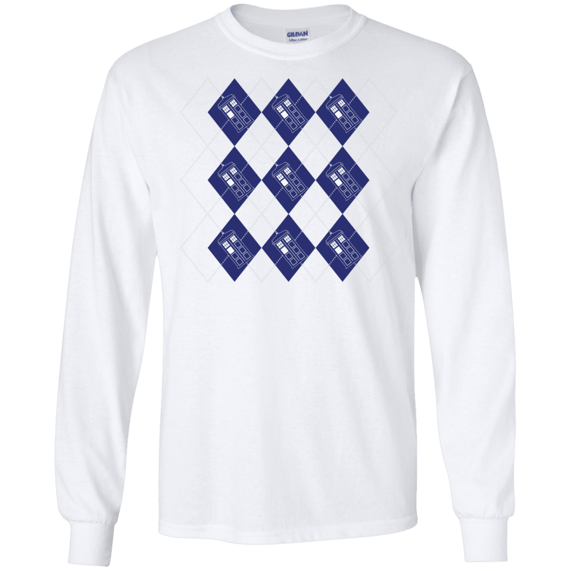 T-Shirts White / S Argyle Tardis Men's Long Sleeve T-Shirt