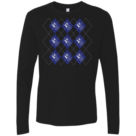 T-Shirts Black / S Argyle Tardis Men's Premium Long Sleeve