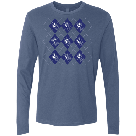 T-Shirts Indigo / S Argyle Tardis Men's Premium Long Sleeve