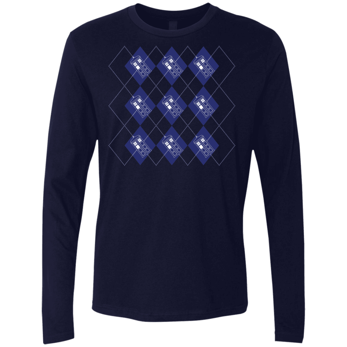 T-Shirts Midnight Navy / S Argyle Tardis Men's Premium Long Sleeve