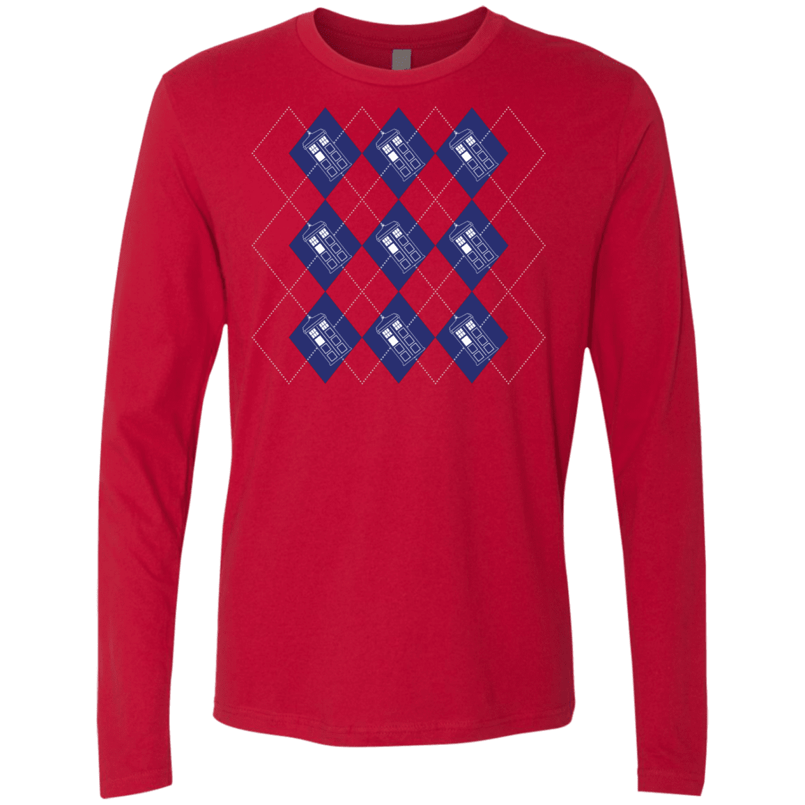 T-Shirts Red / S Argyle Tardis Men's Premium Long Sleeve