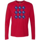 T-Shirts Red / S Argyle Tardis Men's Premium Long Sleeve
