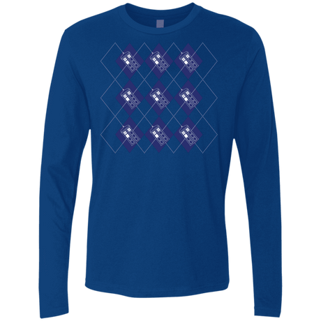 T-Shirts Royal / S Argyle Tardis Men's Premium Long Sleeve
