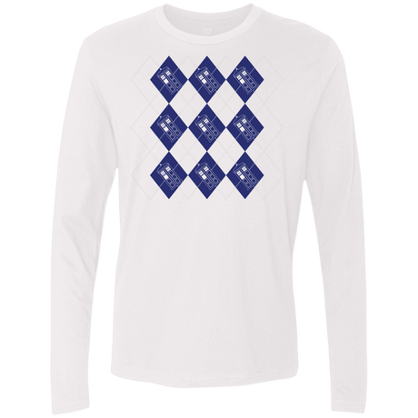 T-Shirts White / S Argyle Tardis Men's Premium Long Sleeve
