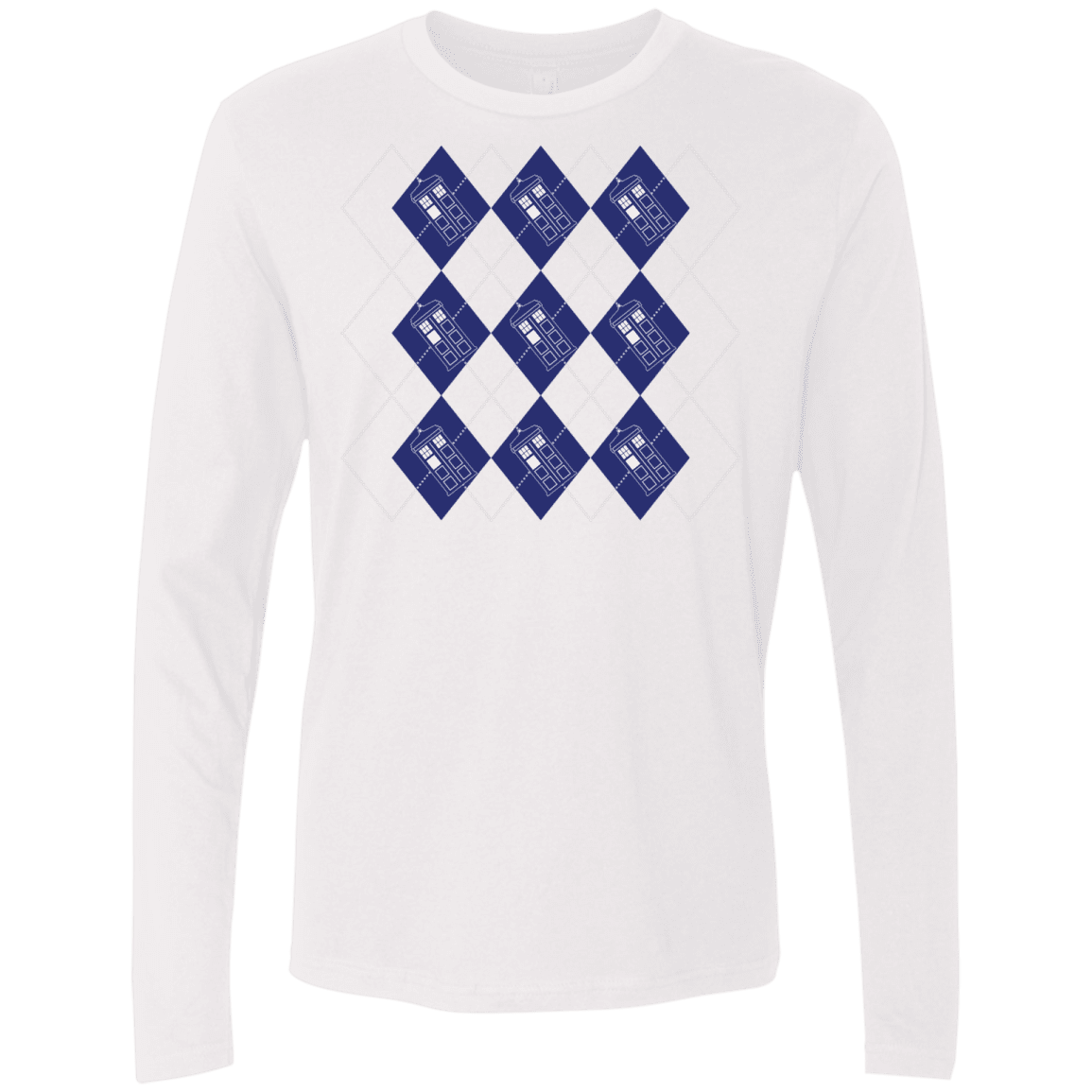 T-Shirts White / S Argyle Tardis Men's Premium Long Sleeve