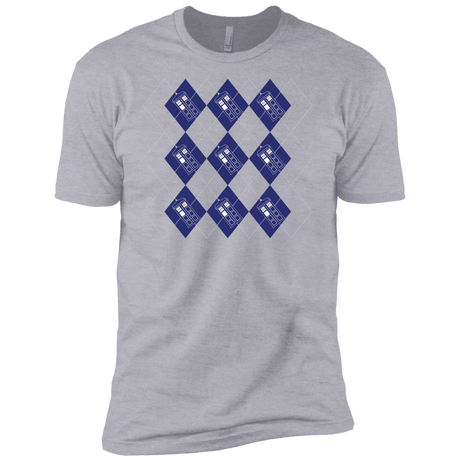 T-Shirts Heather Grey / X-Small Argyle Tardis Men's Premium T-Shirt