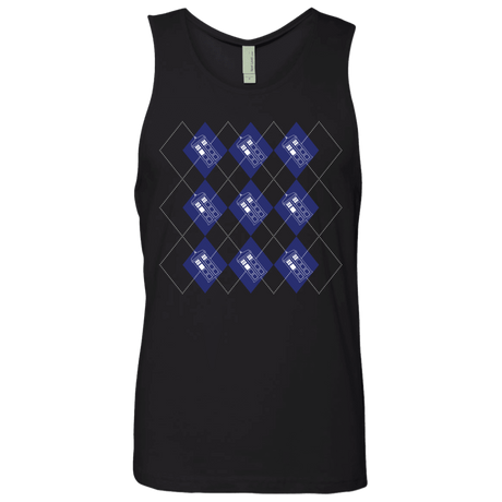 T-Shirts Black / S Argyle Tardis Men's Premium Tank Top