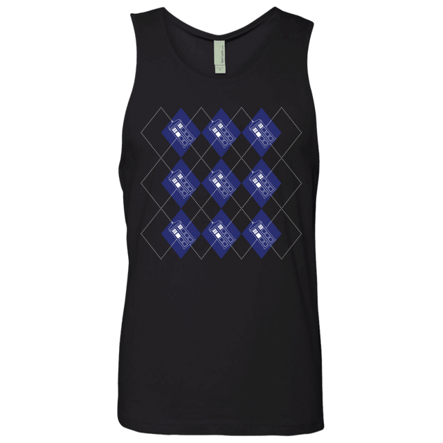 T-Shirts Black / S Argyle Tardis Men's Premium Tank Top