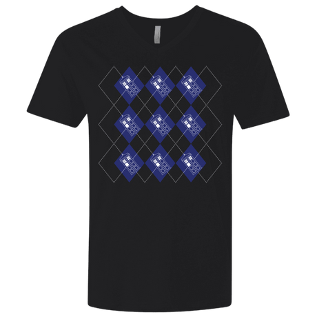T-Shirts Black / X-Small Argyle Tardis Men's Premium V-Neck
