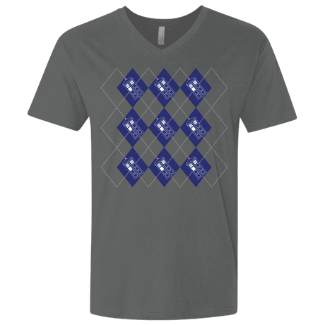T-Shirts Heavy Metal / X-Small Argyle Tardis Men's Premium V-Neck