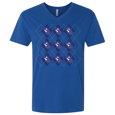 T-Shirts Royal / X-Small Argyle Tardis Men's Premium V-Neck