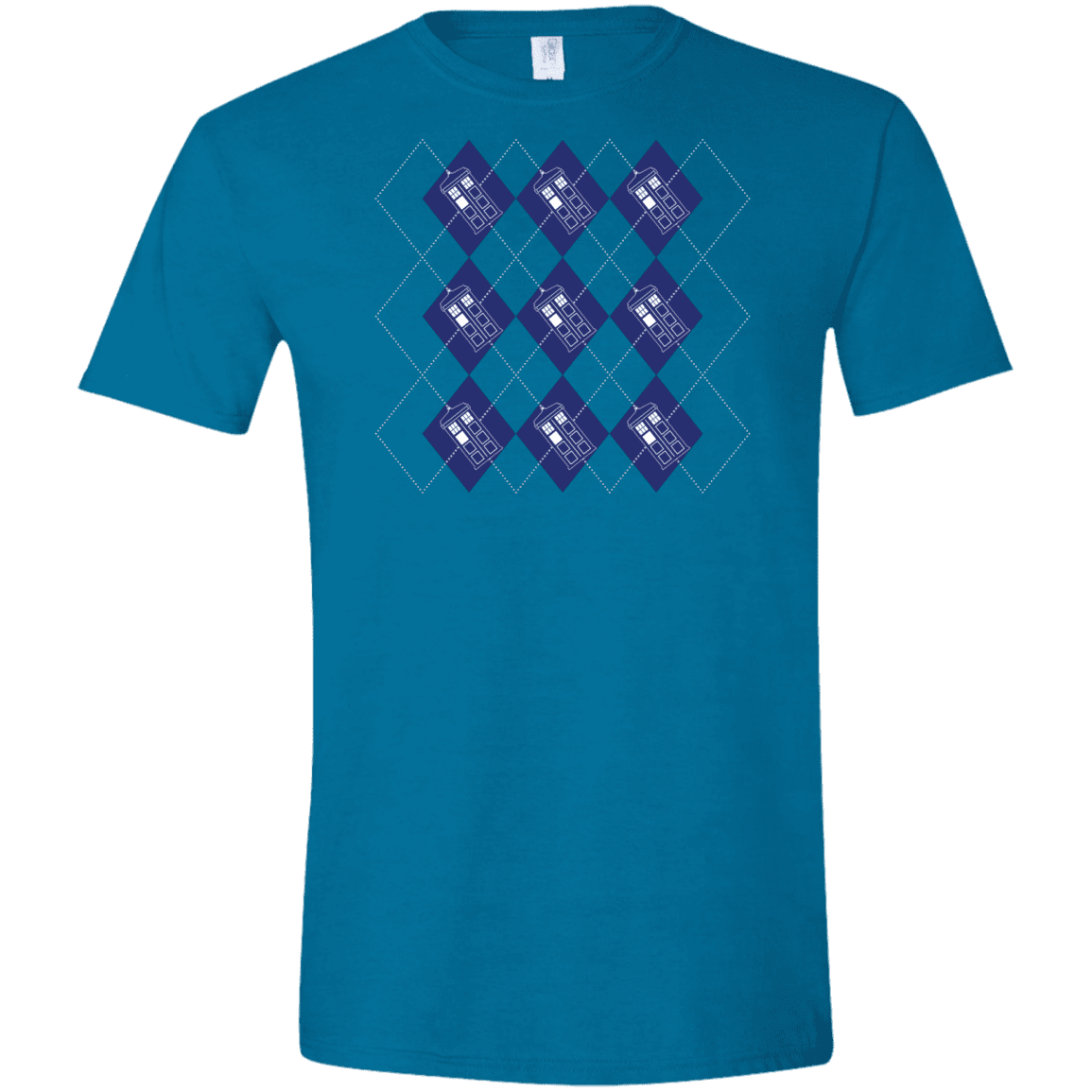 T-Shirts Antique Sapphire / S Argyle Tardis Men's Semi-Fitted Softstyle