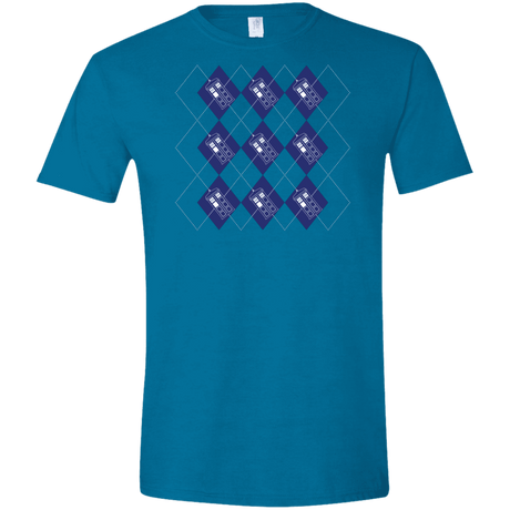 T-Shirts Antique Sapphire / S Argyle Tardis Men's Semi-Fitted Softstyle