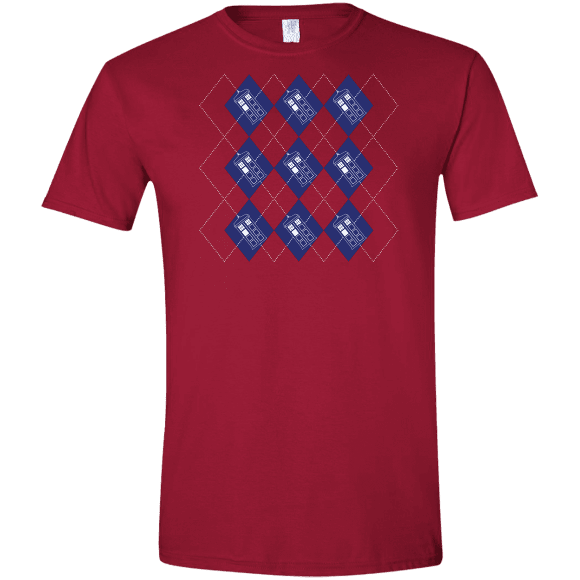 T-Shirts Cardinal Red / S Argyle Tardis Men's Semi-Fitted Softstyle