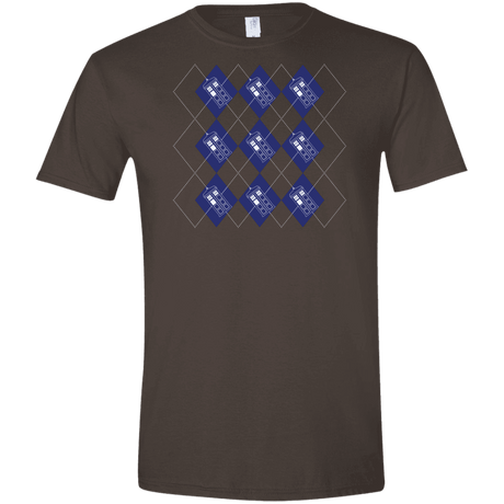T-Shirts Dark Chocolate / S Argyle Tardis Men's Semi-Fitted Softstyle