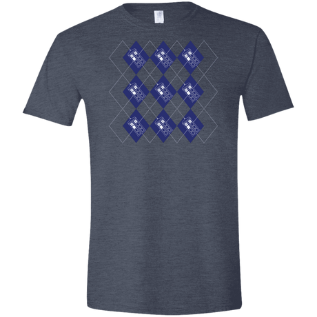 T-Shirts Heather Navy / S Argyle Tardis Men's Semi-Fitted Softstyle