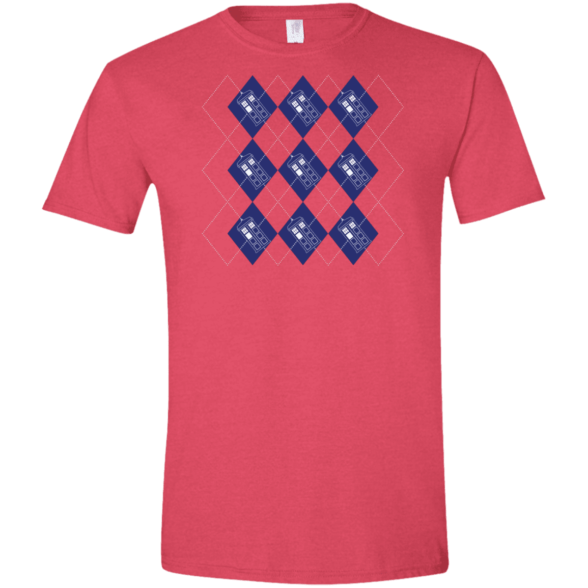 T-Shirts Heather Red / S Argyle Tardis Men's Semi-Fitted Softstyle