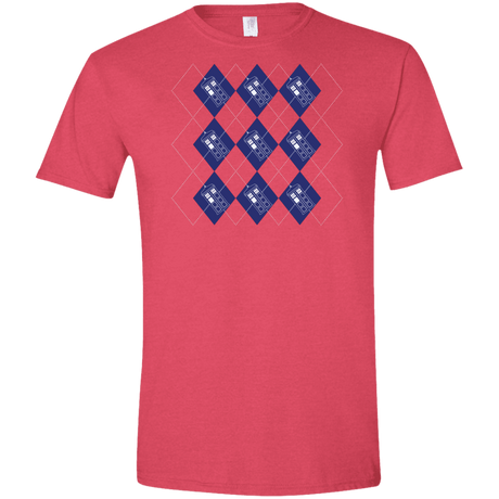 T-Shirts Heather Red / S Argyle Tardis Men's Semi-Fitted Softstyle