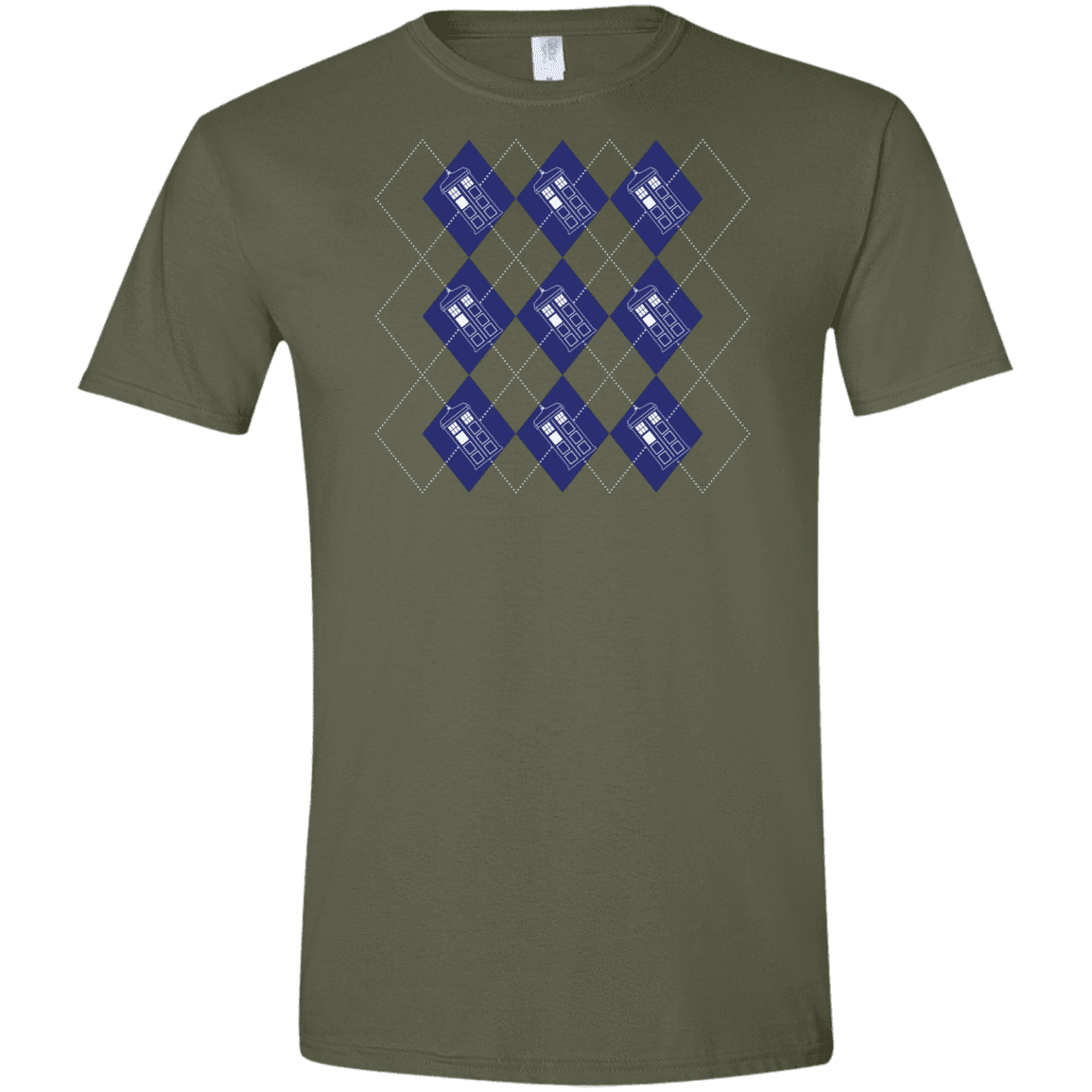 T-Shirts Military Green / S Argyle Tardis Men's Semi-Fitted Softstyle
