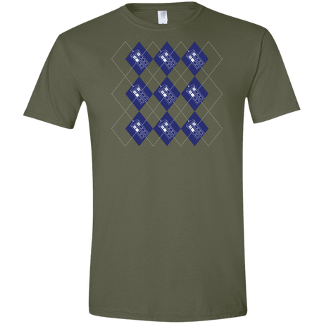 T-Shirts Military Green / S Argyle Tardis Men's Semi-Fitted Softstyle