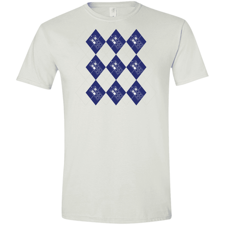 T-Shirts White / X-Small Argyle Tardis Men's Semi-Fitted Softstyle