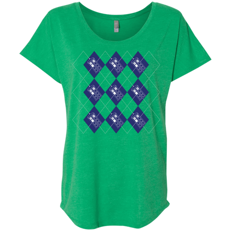 T-Shirts Envy / X-Small Argyle Tardis Triblend Dolman Sleeve
