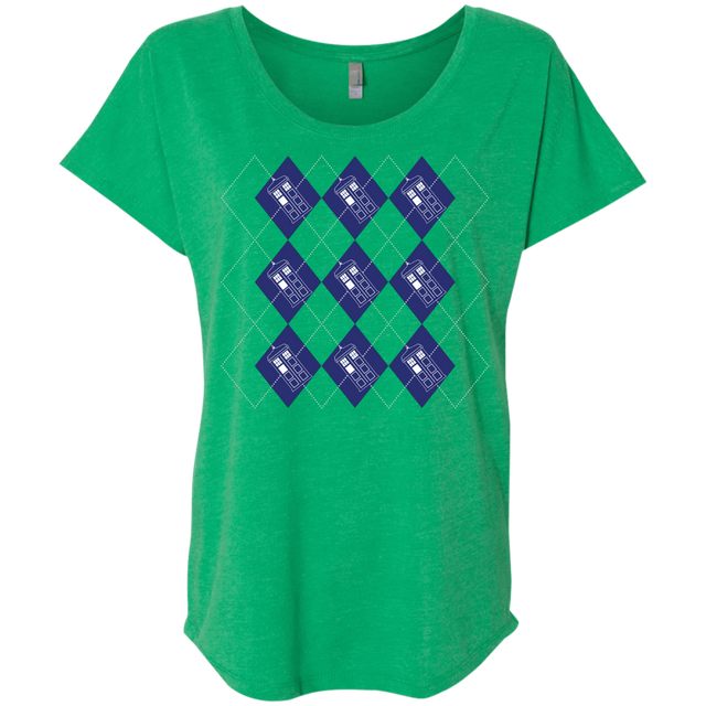 T-Shirts Envy / X-Small Argyle Tardis Triblend Dolman Sleeve