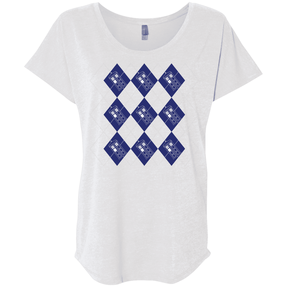 T-Shirts Heather White / X-Small Argyle Tardis Triblend Dolman Sleeve