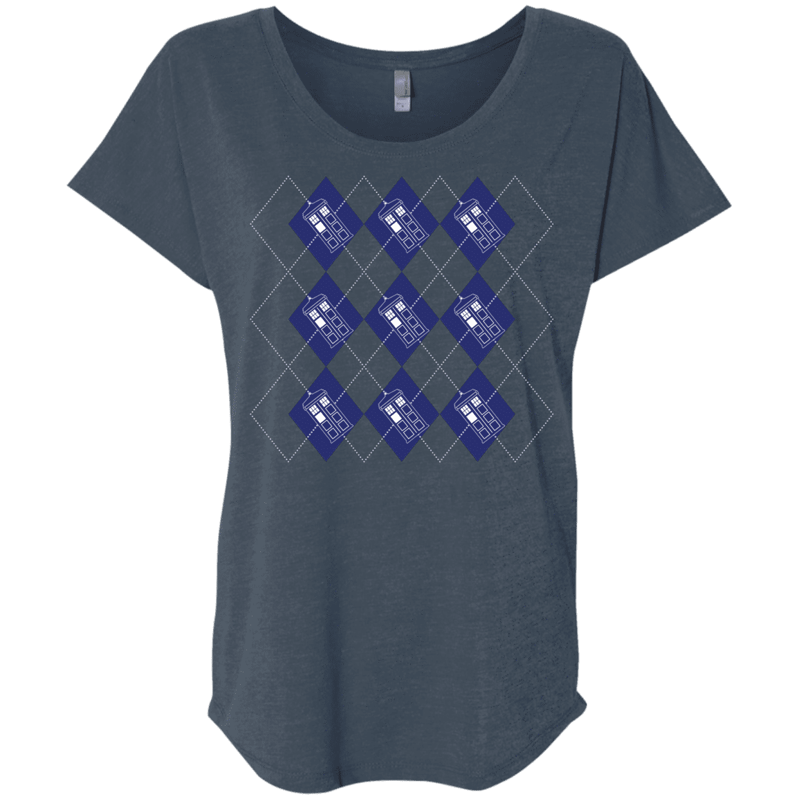 T-Shirts Indigo / X-Small Argyle Tardis Triblend Dolman Sleeve