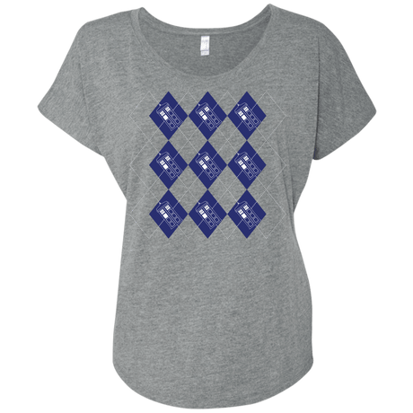 T-Shirts Premium Heather / X-Small Argyle Tardis Triblend Dolman Sleeve