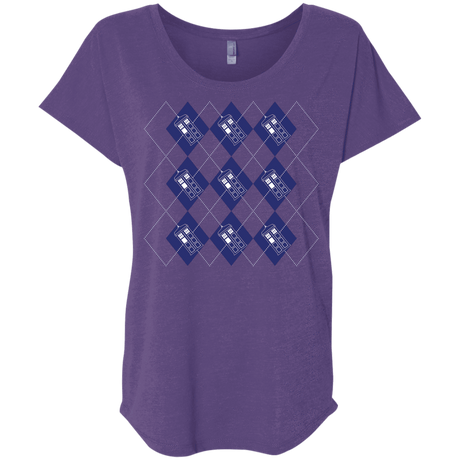 T-Shirts Purple Rush / X-Small Argyle Tardis Triblend Dolman Sleeve