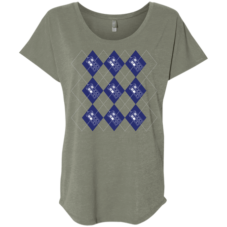 T-Shirts Venetian Grey / X-Small Argyle Tardis Triblend Dolman Sleeve