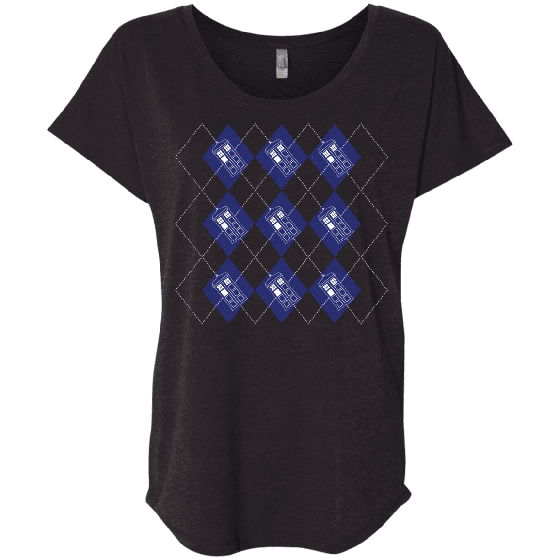 T-Shirts Vintage Black / X-Small Argyle Tardis Triblend Dolman Sleeve