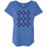 T-Shirts Vintage Royal / X-Small Argyle Tardis Triblend Dolman Sleeve