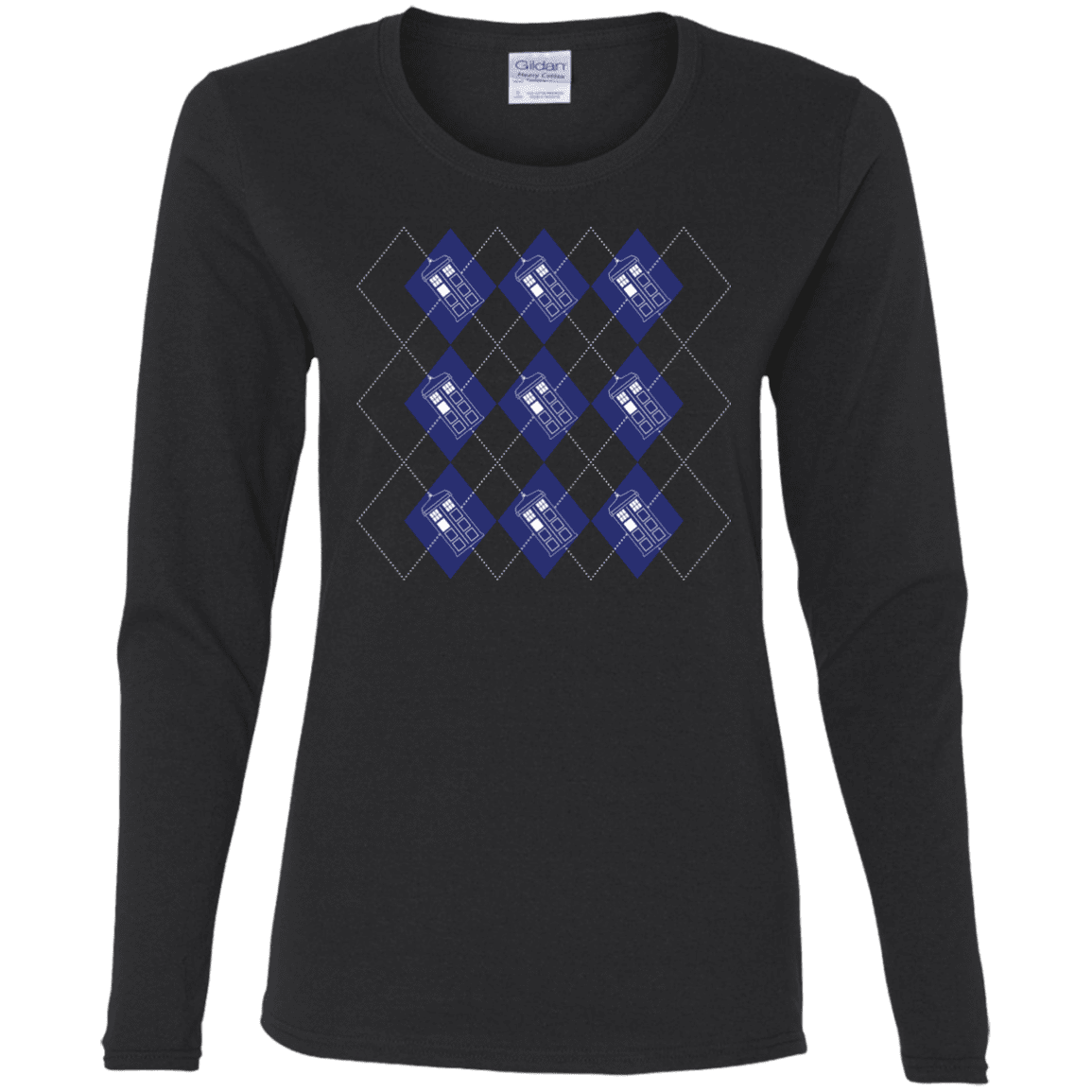 T-Shirts Black / S Argyle Tardis Women's Long Sleeve T-Shirt