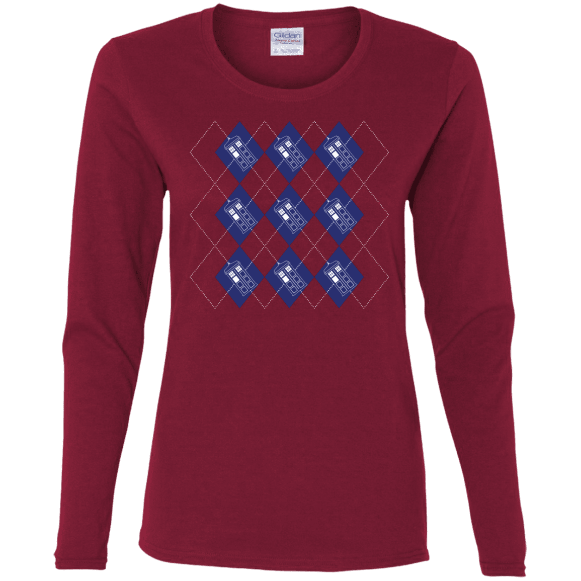 T-Shirts Cardinal / S Argyle Tardis Women's Long Sleeve T-Shirt