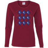 T-Shirts Cardinal / S Argyle Tardis Women's Long Sleeve T-Shirt
