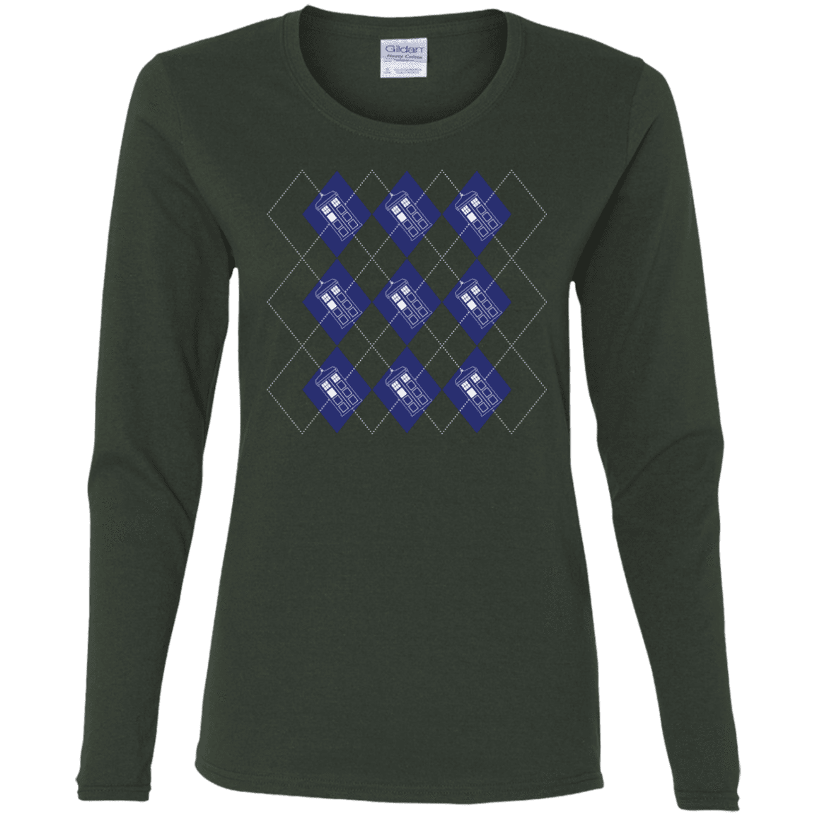 T-Shirts Forest / S Argyle Tardis Women's Long Sleeve T-Shirt